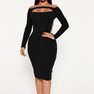Mariella Ribbed Midi Dress - Black